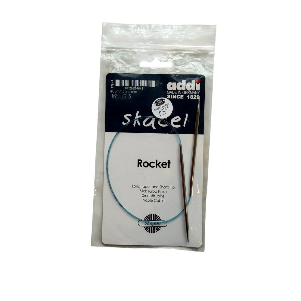 Addi Skacel Rocket Circular Knitting Needles US 3 3.25mm 16" Blue Cord
